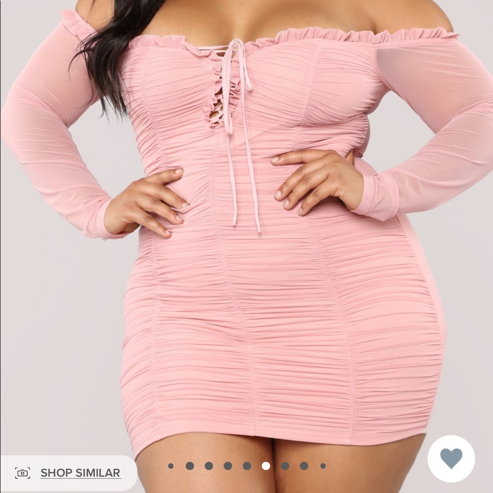 Fashion Nova Pink Ruched Dress